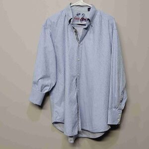 Robert Graham Shirt XL Wall Street Embroidered Blue Embossed Money Bags Jacquard